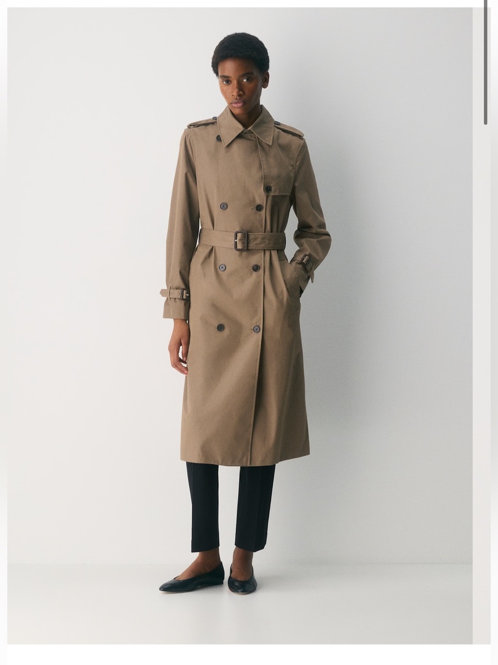 Aritzia Double-Breasted Trench Coat in Khaki